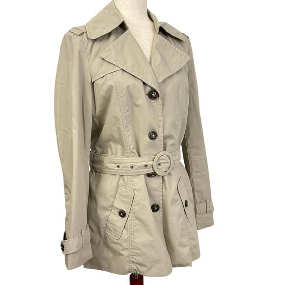 Esprit Beige Belted Cotton Trench Coat Size 8 Classic Lightweight All Purpose - Picture 3 of 9